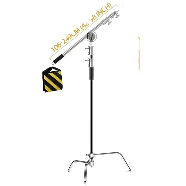 Fotografi C Stativ, Justerbar Højde 260 cm, Kraftig Rustfrit Stål,2.6M Med tværstang