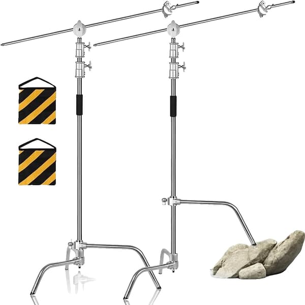 Valokuvaus C-teline, säädettävä korkeus 260 cm, raskaan käytön ruostumaton teräs,ota 1 anna 2