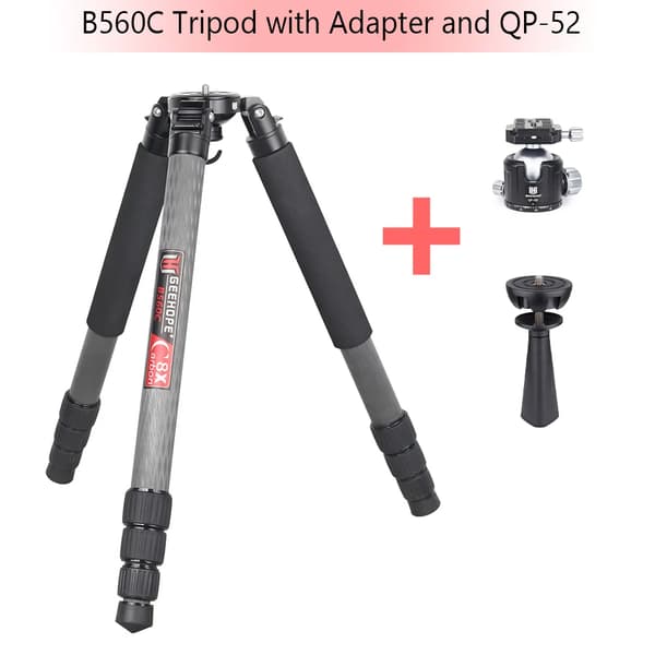 Professionell kolfiberstativ, 30 kg belastningskapacitet, 160 cm maxhöjd,B560C-adapter QP52