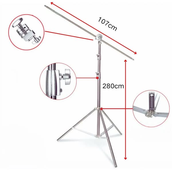 Fotostativ, rostfritt stål, hopfällbar & höjd på 28 meter,C stå A