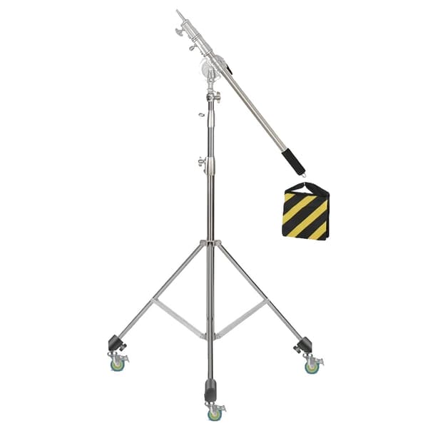Fotostativ, Justerbar Højde 290 cm, Høj Belastningskapacitet 10 KG,Bar og hjul