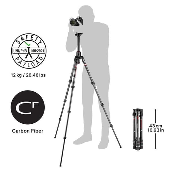Kolstativ - Manfrotto - MKBFRC4GTXP-BH - 496 centrerat kulhuvud - M-Lock - 90° kolumn