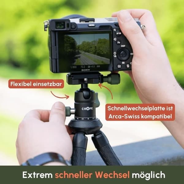 C-Rope Creatorpod Flexibelt Stativ för Kamera med 360-graders Kugghuvud, Maximal belastning 2 kg, Arca Swiss