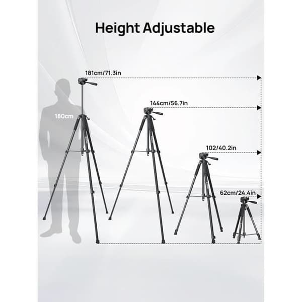 Stativ - MOMAN - TP71T - Lätt Aluminium - Maximal Belastning 5 KG - Höjd 180 cm