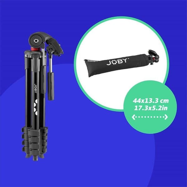 JOBY Compact Advanced Tripod med 3D Kulhuvud - Stor storlek - 3 kg - Aluminium - Kompakta enheter