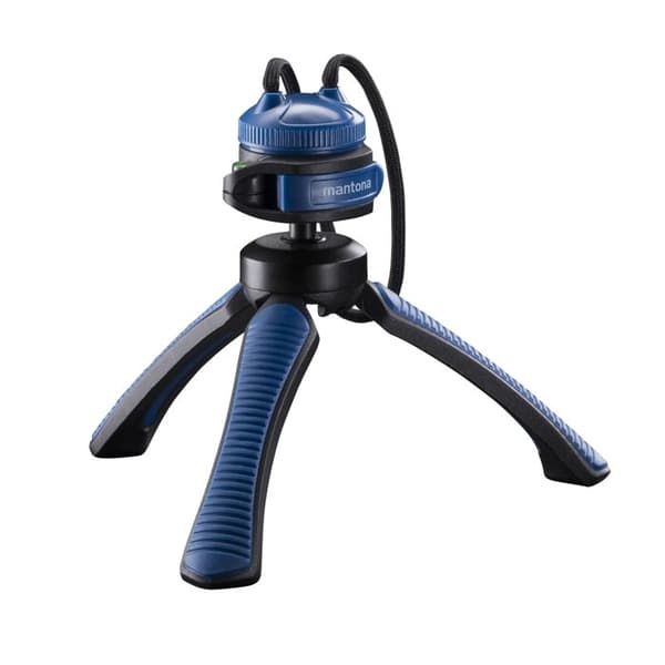 Bordstativ Mantona Gaia 1-4 tum Arbetshöjd=13 cm blått vattenpass, med handledsrem