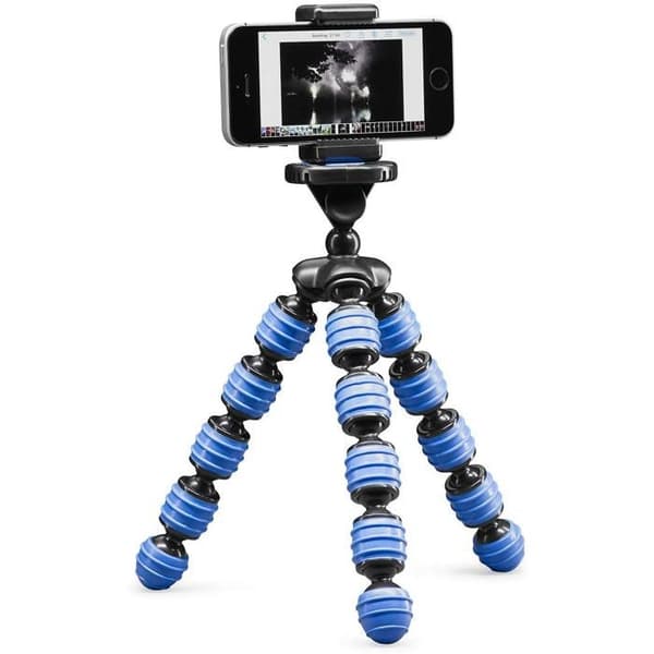 Cullmann Tyskland Cullmann Alpha 380 Mini Flexibelt mobilstativ med smartphonehållare, blå, max 1,5 kg, 267 g