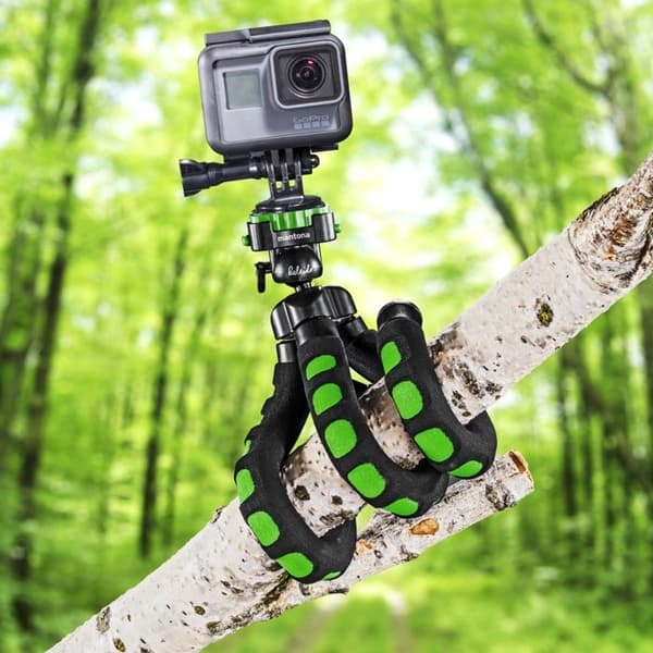 Specialstativ Mantona Flex 1-4 tum Arbetshöjd=10 - 27 cm grönt för smartphones och GoPro