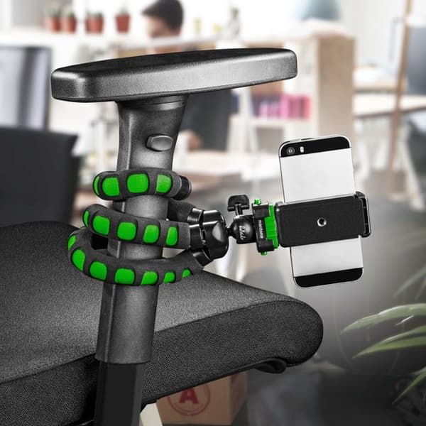 Specialstativ Mantona Flex 1-4 tum Arbetshöjd=10 - 27 cm grönt för smartphones och GoPro