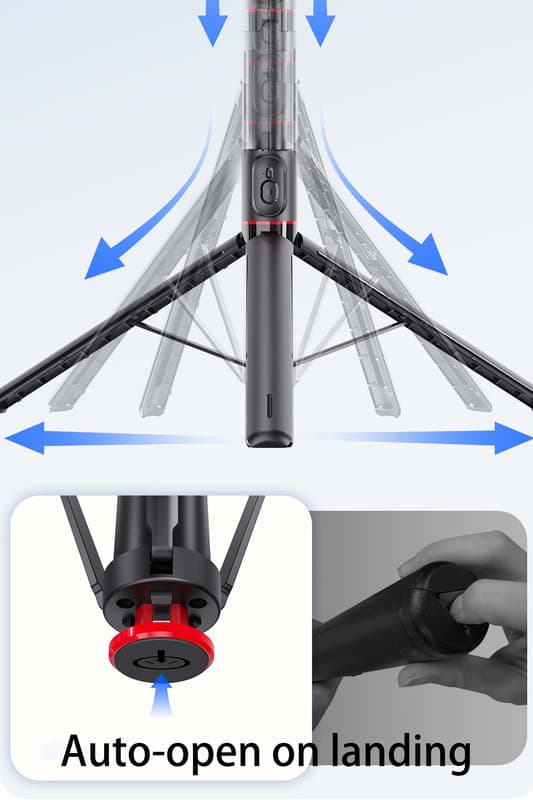 TT01 Bluetooth Selfie Stick Travel Kannettava Jump Pole Lattiateline Live Streaming Puhelimen pidike Throw Pole