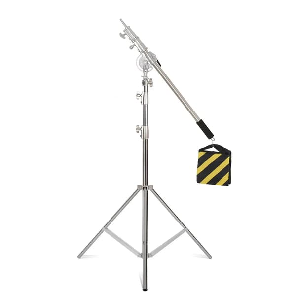 Rostfritt Stål Stativ, Max Höjd 290 cm, Belastningskapacitet 10 kg,Med 2.5m Boom
