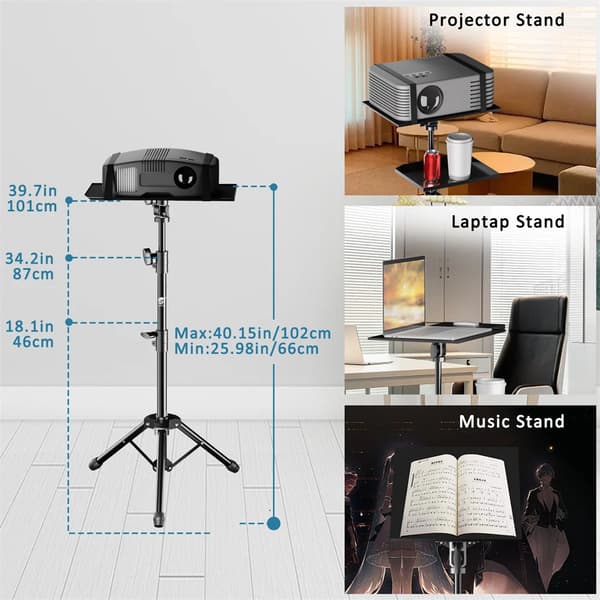 Justerbar tripod stativ, 125 cm maksimal højde, letvægts aluminium,90 cm