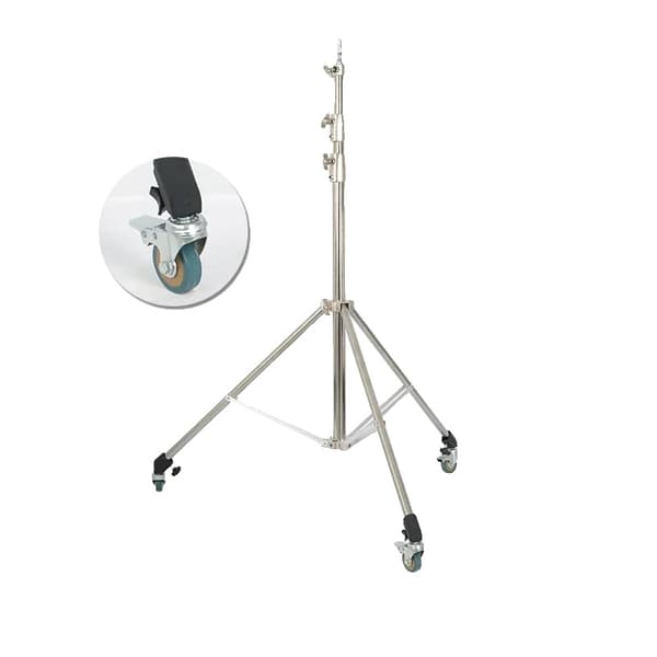 Rustfrit Stål Tripod, Maksimal Udstækning 280 cm, Høj Belastningskapacitet 10 kg,med hjul