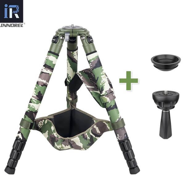 Kamuflage Carbon Fiber Tripod, 35 kg Belastningsevne, Letvægtsdesign,Tilføj skål BL75N
