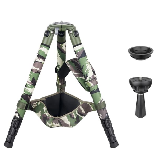 Kamuflage Carbon Fiber Tripod, 35 kg Belastningsevne, Letvægtsdesign,Tilføj skål BL75N