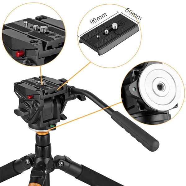 Hydrauliskt Tripodhuvud, 4 KG Belastningskapacitet, 360° Panoramisk Fotografering, Hållbar Aluminiumkonstruktion