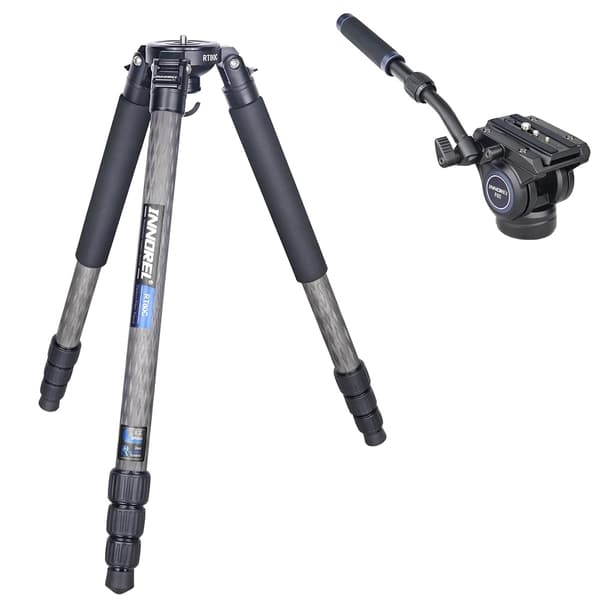 Professionelt Carbon Fiber Stativ, 20 kg Belastningsevne, Letvægts 1,8 kg,RT80C tilføj F60