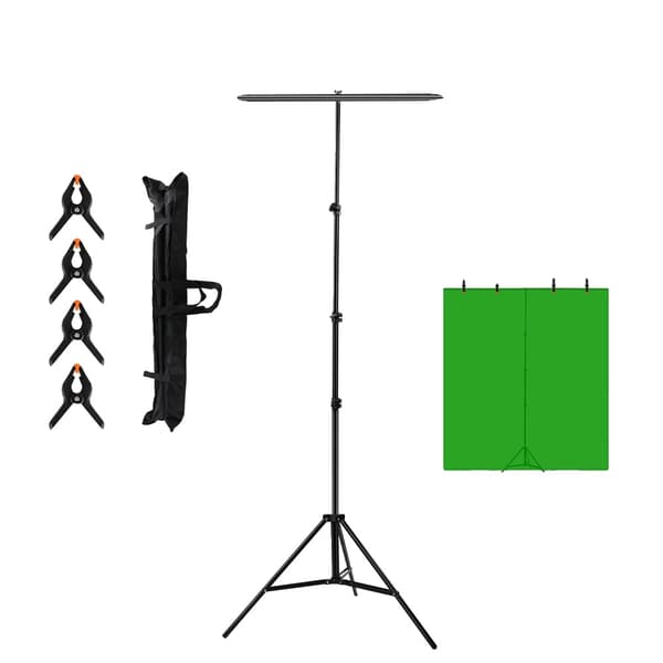 Fotograferingsbaggrundstativ, Justerbar højde på 2,6M, Inkluderer baggrundsstof og klemmer.,Himmelblå