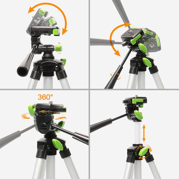 Tripod, Aluminiumkonstruktion, Justerbar højde, Guld