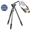 Miniatyrbillede 2 af 2: **Titel: Carbon Fiber Kamera Stativ, 30kg Belastningsevne, 158cm Udtøjet Højde**,ST324CT tilføj F80 hoved