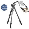 Miniatyrbillede 1 af 2: **Titel: Carbon Fiber Kamera Stativ, 30kg Belastningsevne, 158cm Udtøjet Højde**,ST324CT tilføj F80 hoved