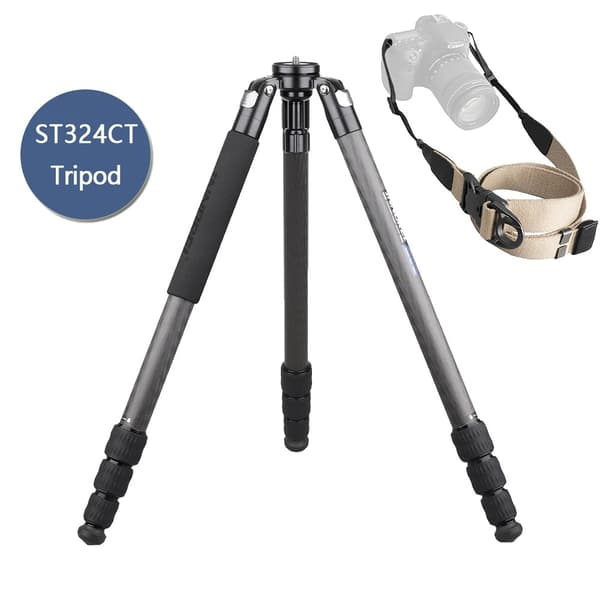 Kolfiberkamera Stativ, 30 kg Lastkapacitet, 158 cm Utsträckt Höjd,ST324CT-standard