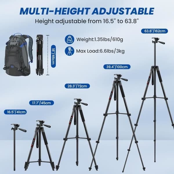 Smartphone-stativ - Victiv - 162 cm - Lätt aluminium - Fjärrkontroll - 3-vägs roterande huvud
