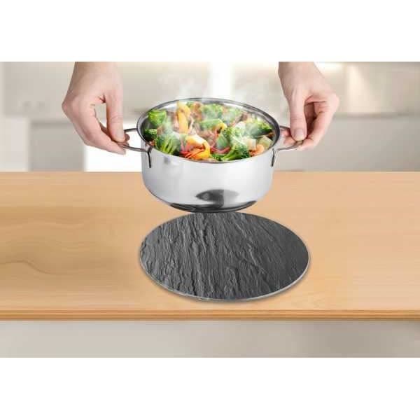 Underlägg - WENKO - Skiffer - Härdat glas - Ø 20 cm - Grå