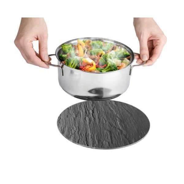 Underlägg - WENKO - Skiffer - Härdat glas - Ø 20 cm - Grå