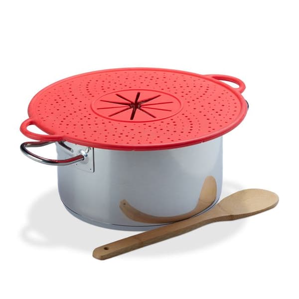 Relaxdays Silikontäcke Antiköpa Översvämning Splash, Underlägg, värmebeständig, 30cm, röd