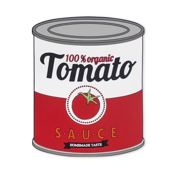 Tomatsås underlägg I form av en magnetburk, den