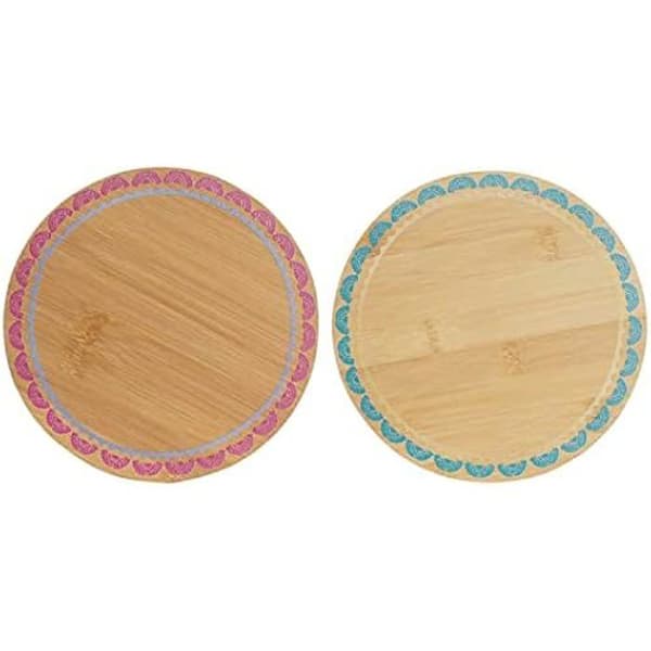 Underlägg - DKD HEMINNREDNING - Turkos och granat - 20 x 20 x 1 cm - Material: Bambu