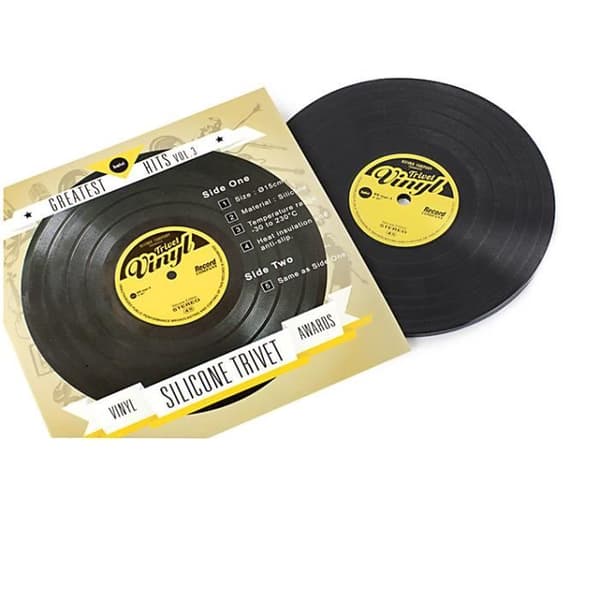 Pot Coasters vinylplattunderlägg - Svart - Diameter 15 cm