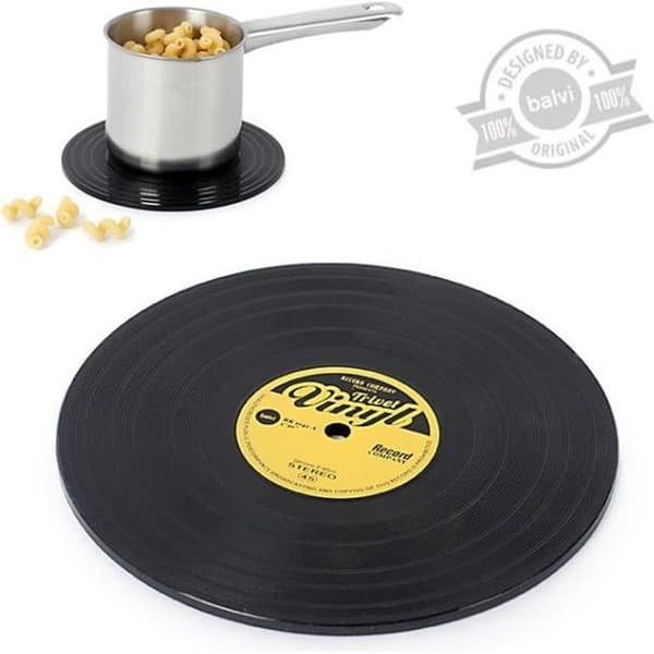 Pot Coasters vinylplattunderlägg - Svart - Diameter 15 cm