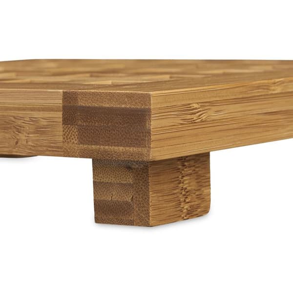 Relaxdays fyrkantig bambuunderlägg HxBxD: 4 x 20 x 20 cm Set med 2 för grytor Kokkärl Tvättbar, naturlig