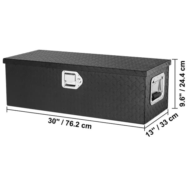 Kuorma-auton työkalulaatikko, korkealuokkainen alumiini, sivukahvat, lukittava avainten säilytys., 30x13x96 musta
