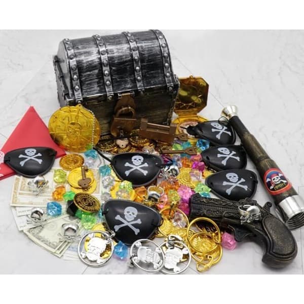 142 delar Pirate Treasure Chest Kit, Pirate Treasure Chest Skattjakt Festdekoration