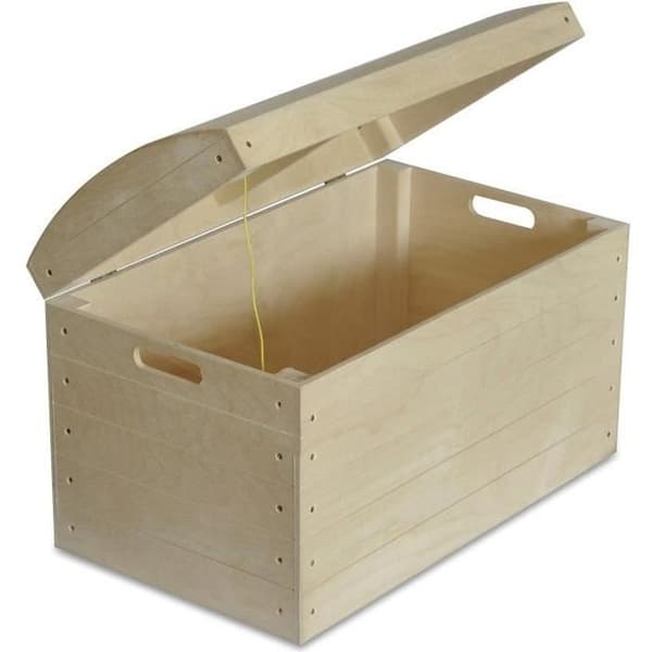 Creative Deco Storkista Träleksaksförvaringstam | 56,5 x 33 x 36,5 cm | Piratlåda med handtag | Omålad | Perfekt för