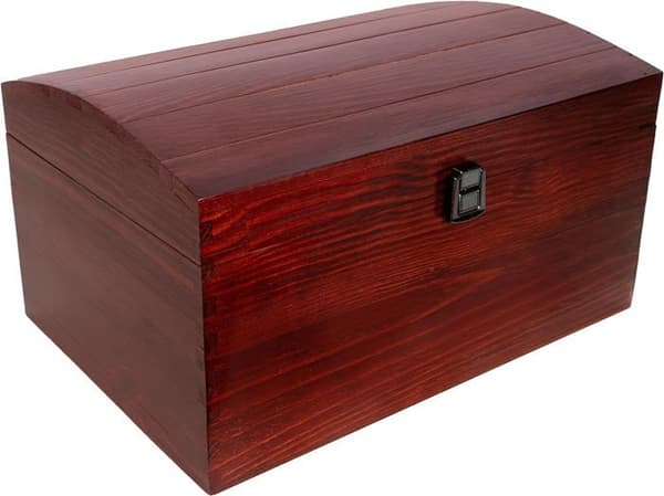 Creative Deco Chest Förvaringslåda Röd Trä | 34,5 x 25 x 19,2 cm | med lås och böjt lock