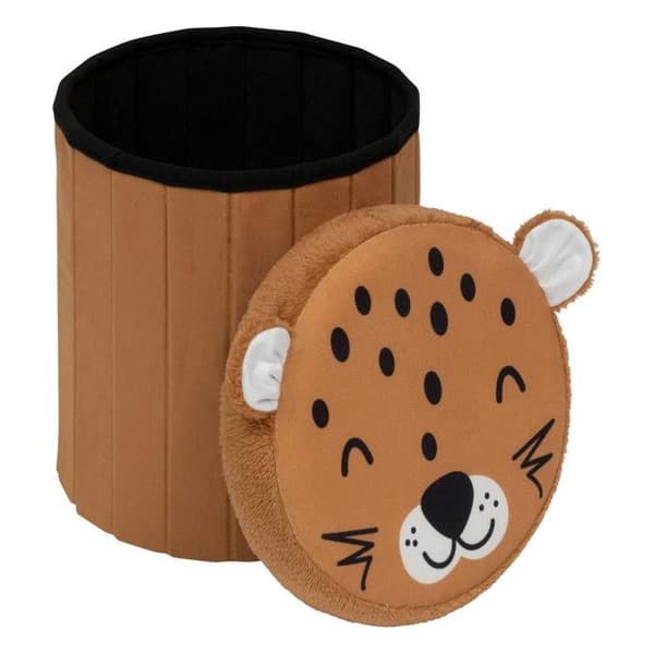 Fällbar leopard barnpuff "Anoki" orange D30x36cm - Atmosphera inredningsdesigner - Orange