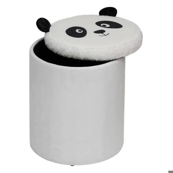Puff-förvaringslåda barn panda vikbar "Andy" svart &amp; vit D30x36cm - Atmosphera inredningsdesigner - Svart och vit