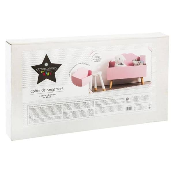 Leksakslåda - Atmosphera - Moln - Rosa - MDF - 58x28x45 cm