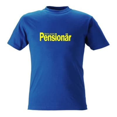 T-shirt med tryck Äntligen Pensionär blå