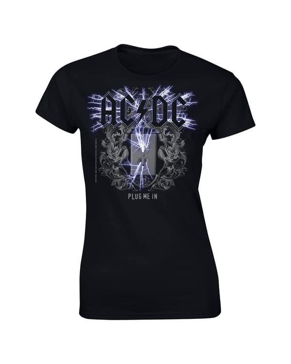 AC/DC  Plug me in Girlie t-shirt Sort Large