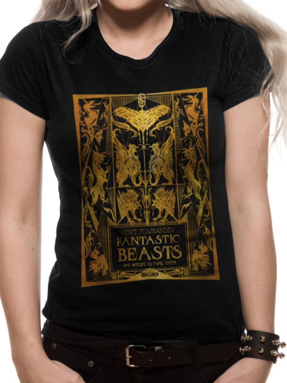 Crimes Of Grindelwald - Gold Foil Book Cover T-Shirt, Kvinnor