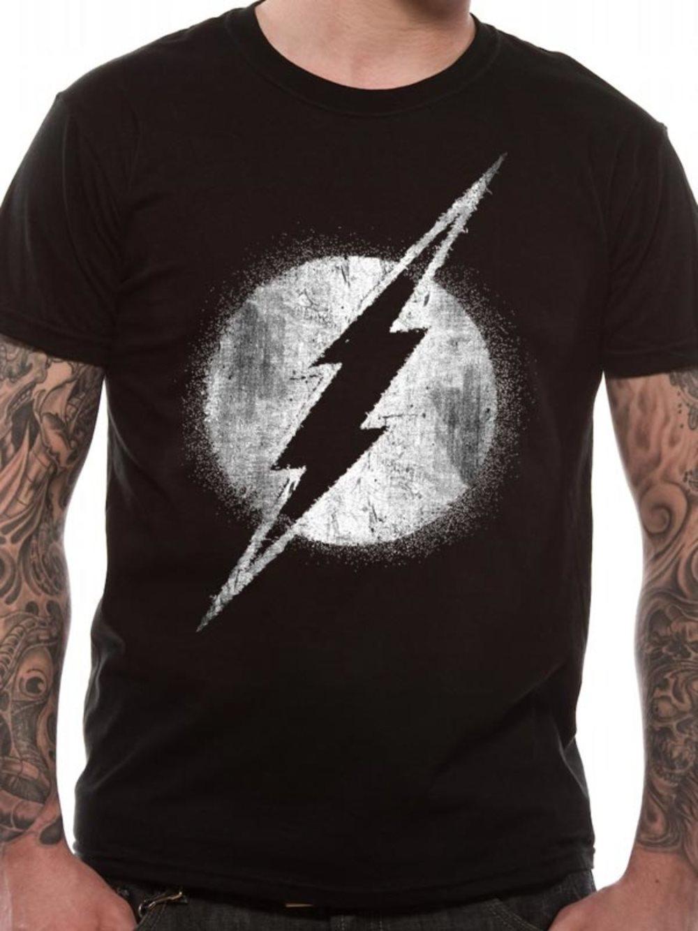 The Flash - Logo Mono Distressed T-Skjorter