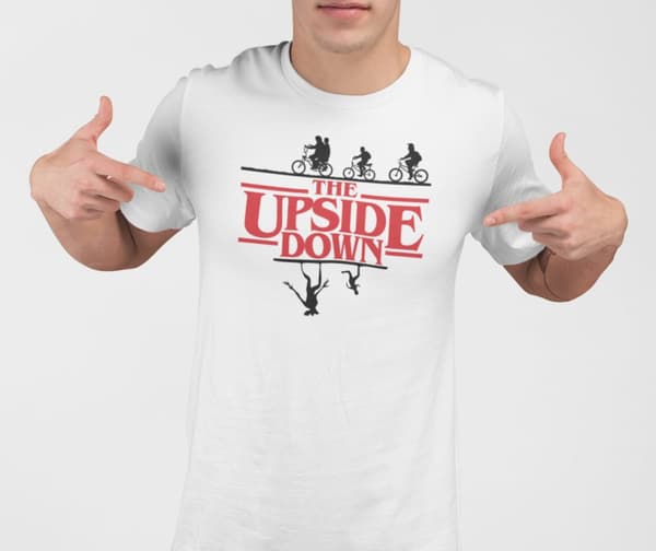 Vit t-shirt - The upside down inspirerad av Stranger things