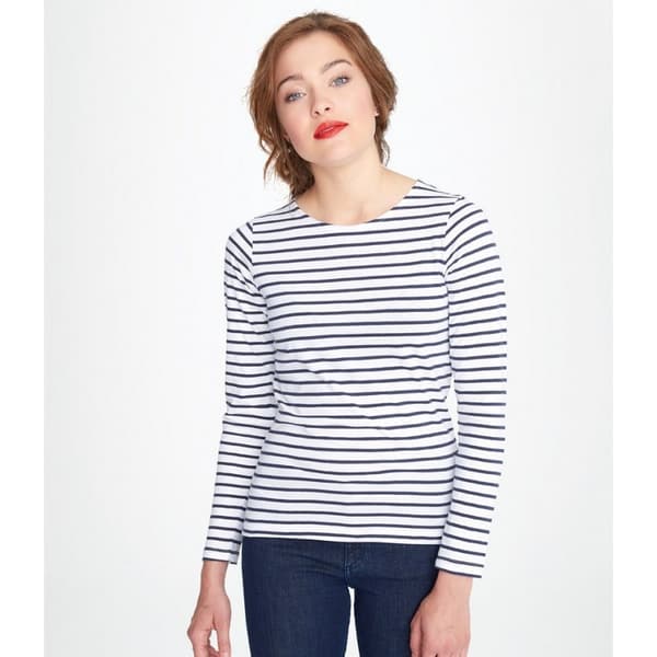 SOLS Womens/Ladies Marine Long Sleeve Stripe T-Shirt