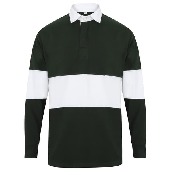 Front Row Unisex-rugbytrøje med paneler og tagfri mærkning til voksne Bottle Green/White L