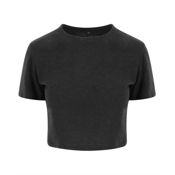 AWDis Just Ts Womens Girlie Tri-Blend Cropped T-Shirt Heather Black M